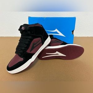 NEW! Lakai Skateboard Shoes Sneakers Telford Black/Burgundy Suede Size 4 Youth